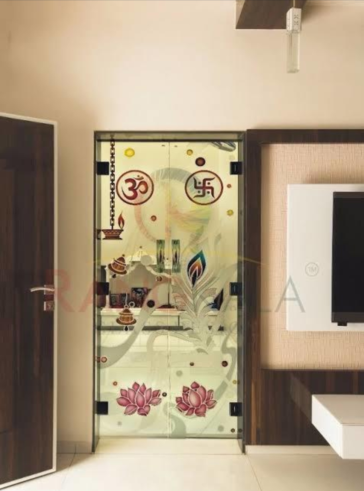 Pooja Room Glass Door Elegant & Decorative Design for a Peaceful Spiritual Space Premium Finish | Custom Size | Durable Quality Faiz Glass Work 📞 +91 6399546180